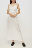 Open-back slip silk dress in white