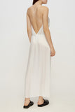 Open-back slip silk dress in white