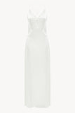 Open-back slip silk dress in white
