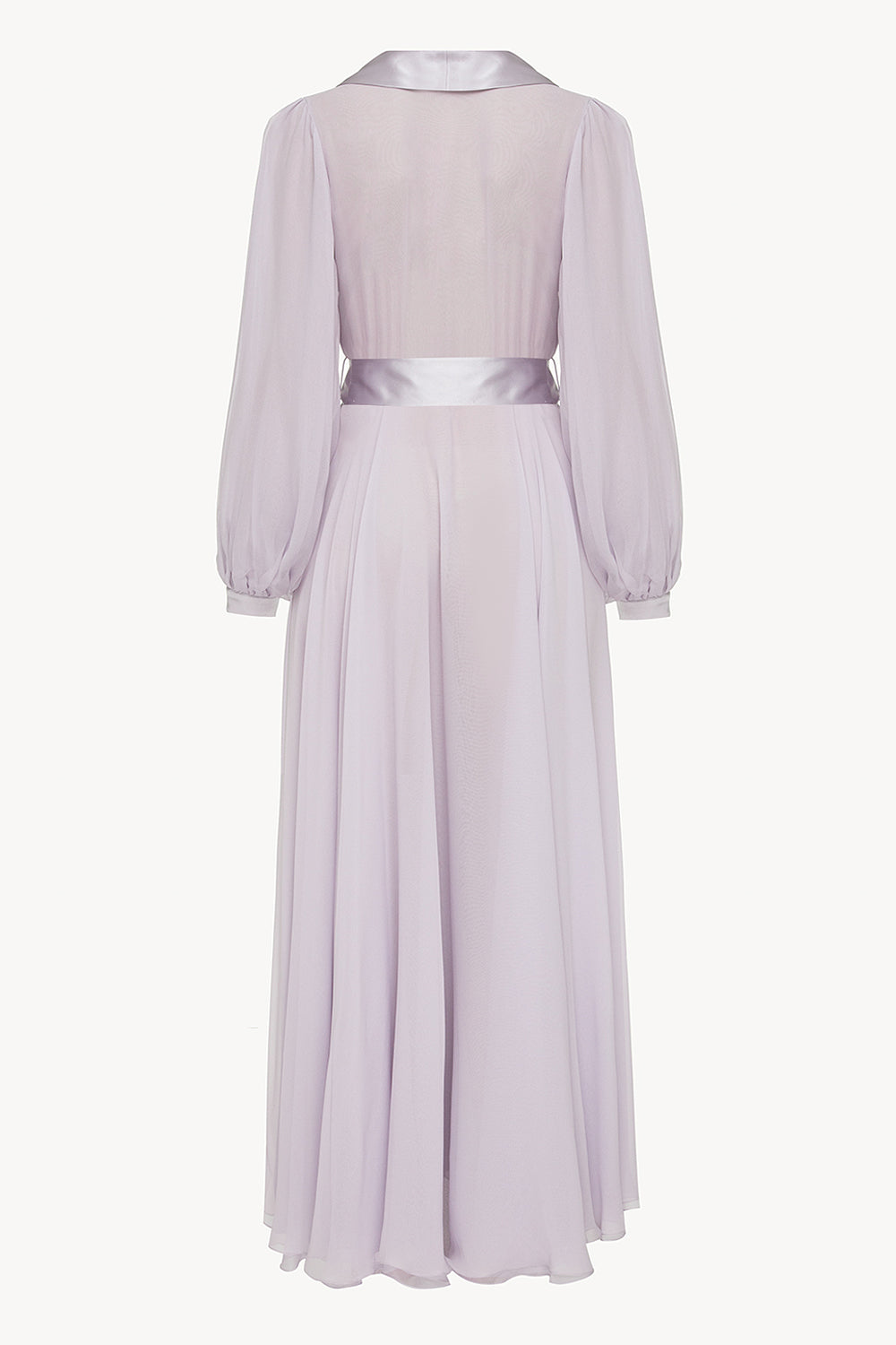 LESSLESS – Floor length floaty chiffon wrap violet dress – LESSLESS LLC