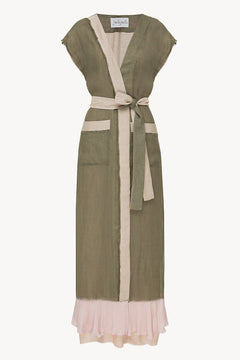 Aurora robe in Olive & Powder