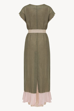 Aurora robe in Olive & Powder