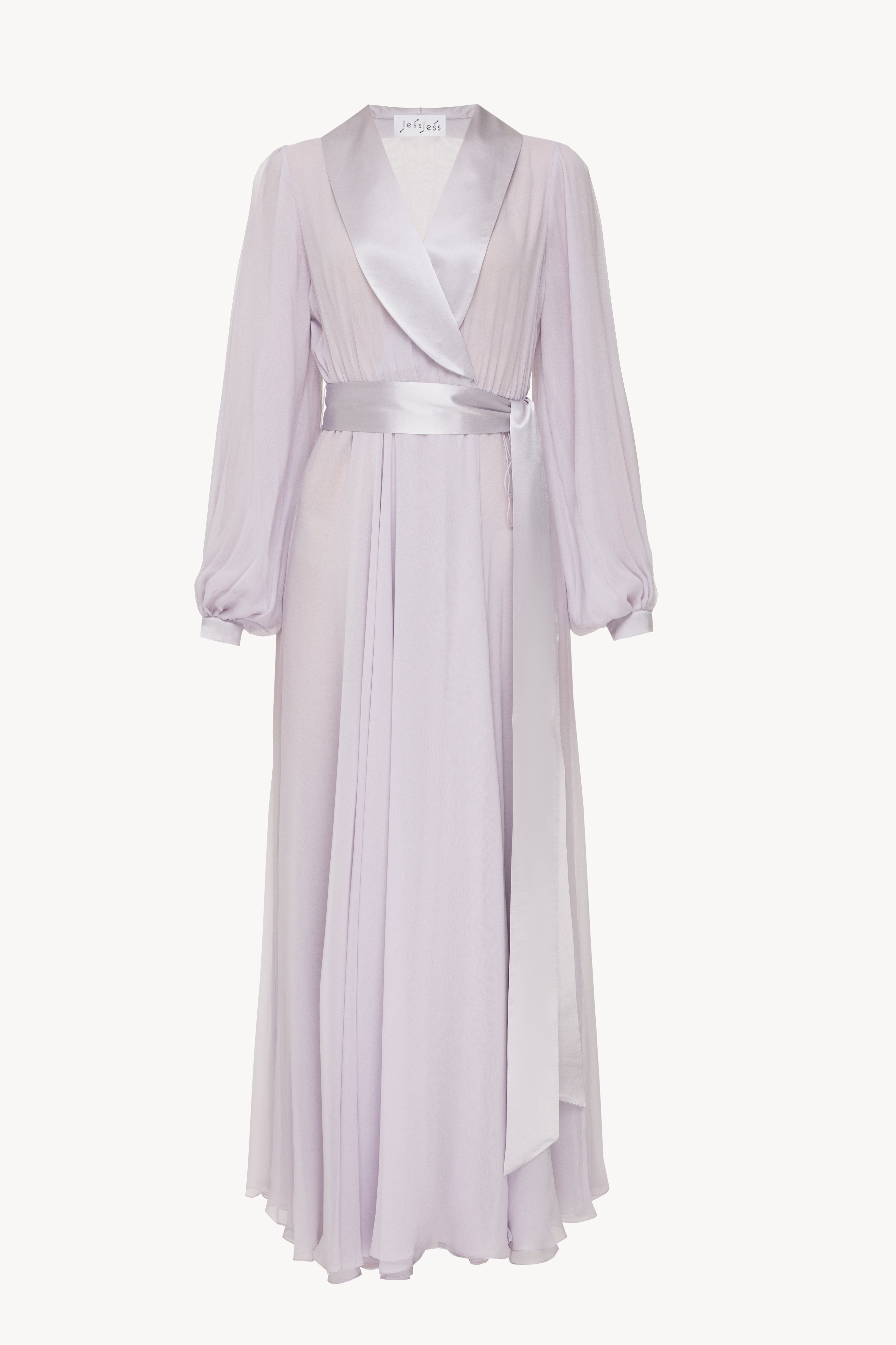 LESSLESS – Floor Length Floaty Chiffon Gown in Violet M-L
