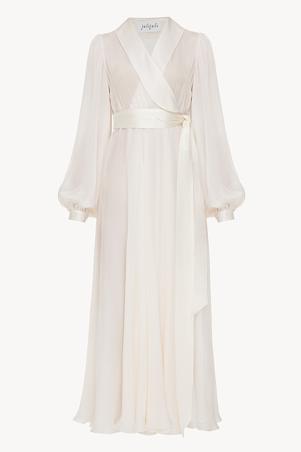 White chiffon wrap dress on sale