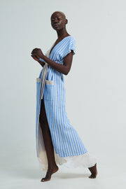 Aurora robe in  Maya Blue Stripes