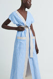 Aurora robe in  Maya Blue Stripes