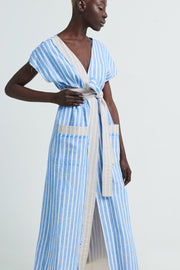 Aurora robe in  Maya Blue Stripes