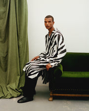 Genderless Silk Nightshirt in Zebra Print