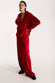 Silk Shirt in Cherry Red