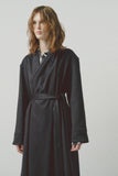 Cashmere Housecoat With Attached Scarf in Navy