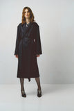 Cashmere Housecoat With Attached Scarf in Navy