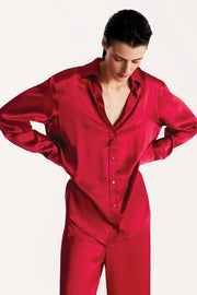 Silk Shirt in Cherry Red