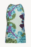 Silk Halterneck Top in Floral Blue
