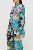 Silk Shirt in Floral Blue