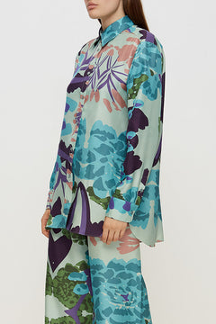 Silk Shirt in Floral Blue