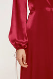 Wrap Silk Dress in Cherry Red