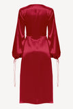 Wrap Silk Dress in Cherry Red