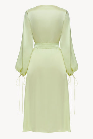 LESSLESS Wrap silk dress in sorbet green XXL LESSLESS Wrap silk dress in sorbet green XXL