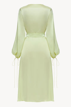 Wrap Silk Dress in Sorbet Green