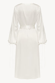 white formal wrap dress Ti Amo Linen Wrap Mini Dress
