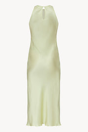 Halterneck Silk Dress in Sorbet-Green