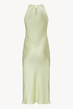 Halterneck Silk Dress in Sorbet-Green