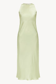 Halterneck Silk Dress in Sorbet-Green