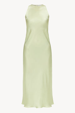 Halterneck Silk Dress in Sorbet-Green