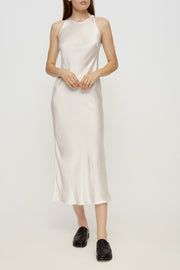 Halterneck Silk Dress in White
