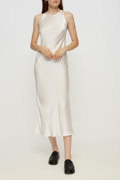 Halterneck Silk Dress in White