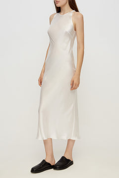 Halterneck Silk Dress in White