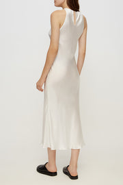 Halterneck Silk Dress in White