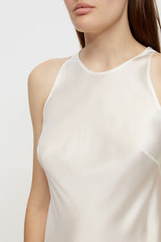 Halterneck Silk Dress in White