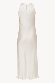 Halterneck Silk Dress in White