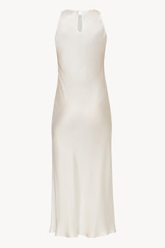 Halterneck Silk Dress in White