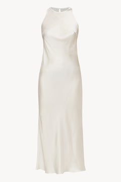 Halterneck Silk Dress in White