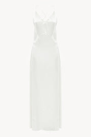 Open-Back Slip Dress in White