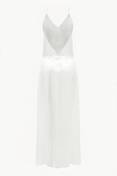 Open-Back Slip Dress in White