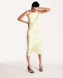 Halterneck Silk Dress in Sorbet-Green