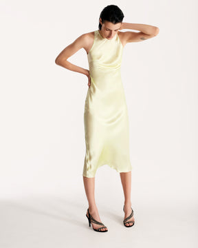 Halterneck Silk Dress in Sorbet-Green