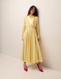 Floaty Chiffon Midi Dress in Yellow