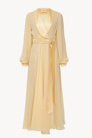LESSLESS – Floor Length Floaty Chiffon Gown in Yellow XXL