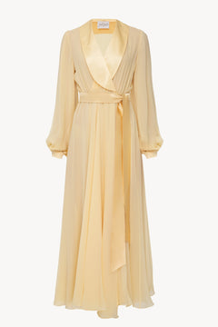 Floor Length Floaty Chiffon Gown in Yellow