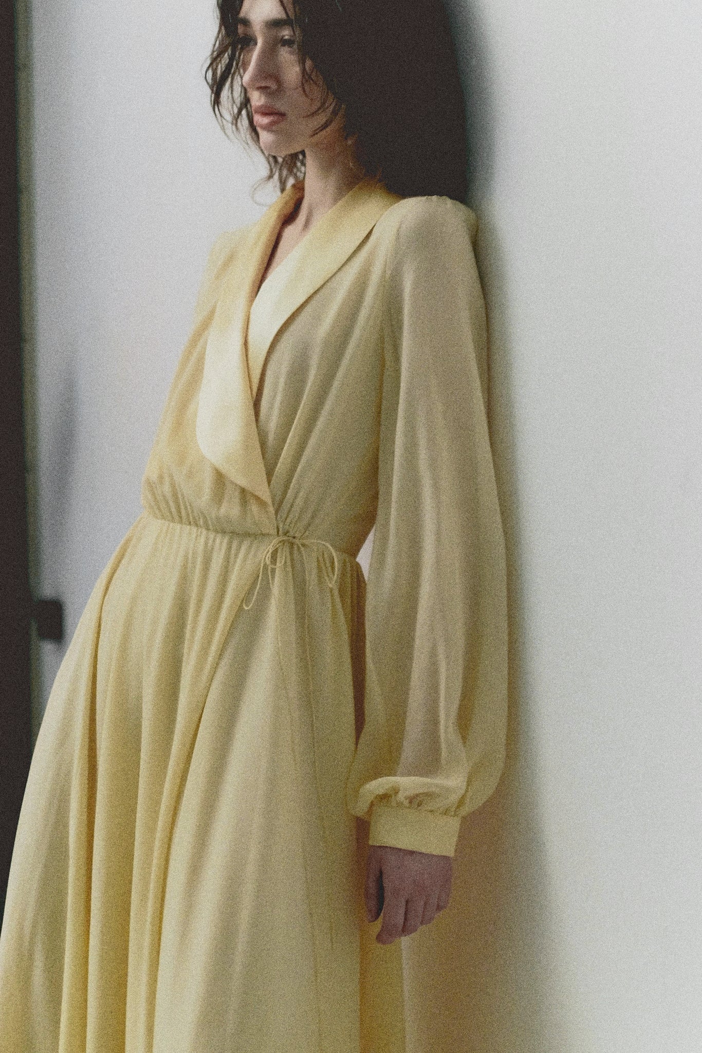 LESSLESS – Floaty Chiffon Midi Dress in Yellow – LESSLESS LLC