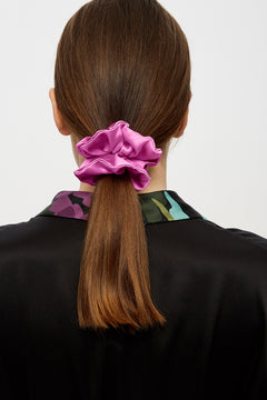 Pink silk scrunchie