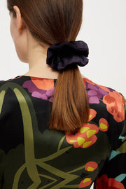 Navy silk scrunchie