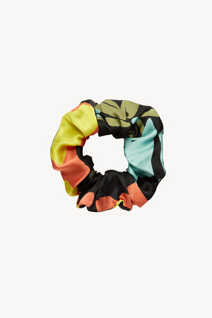 Floral Black silk scrunchie