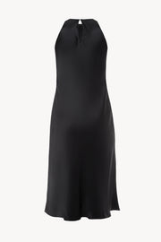 Halterneck silk dress in black