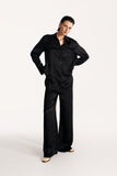 Women silk pajama fluid set in black