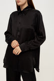 Women silk pajama fluid set in black